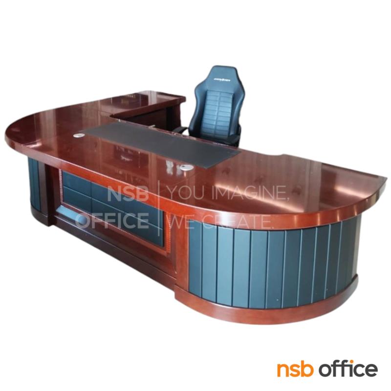 A06A091:โต๊ะผู้บริหารตัวแอล  รุ่น Lillis (ลิลลิส) ขนาด 330W cm. ยาวพิเศษ พร้อมตู้ข้างและตู้ลิ้นชัก