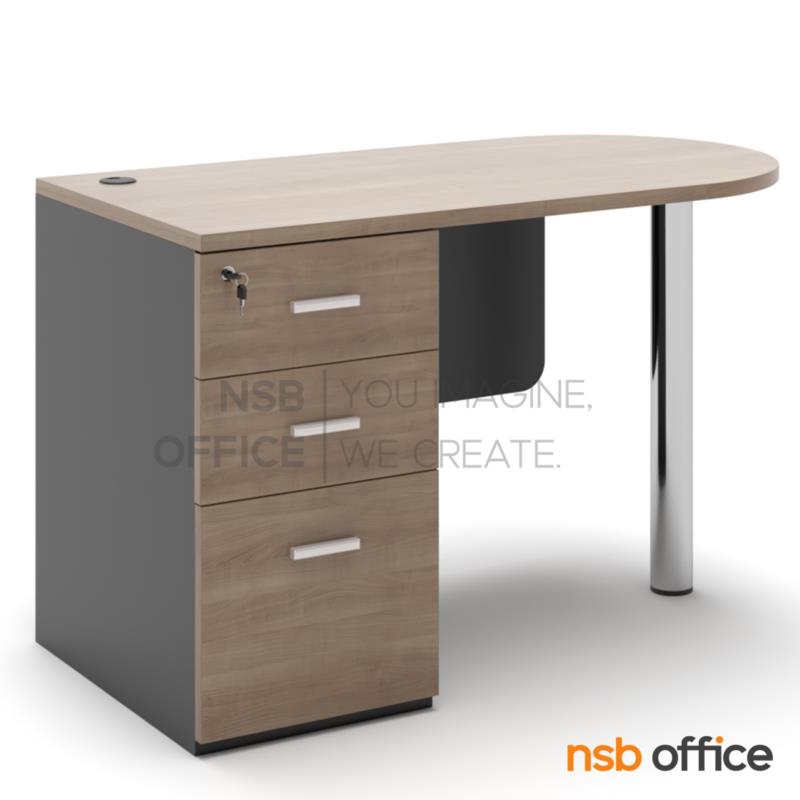 โต๊ะทำงานหมอ และโต๊ะตรวจแพทย์ หัวโค้ง 3 ลิ้นชัก  รุ่น Zynar (ซีนาร์) ขนาด 120W cm.  ขาเหล็กกลม