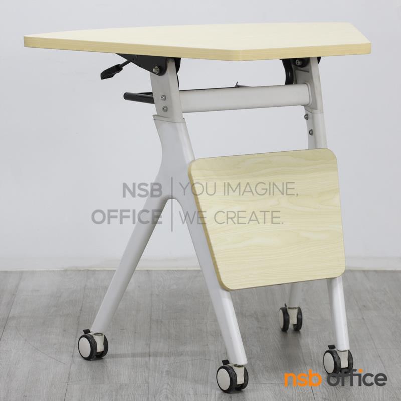 โต๊ะพับล้อเลื่อน 1/6 รุ่น Lucy (ลูซี่)  โครงเหล็กพ่นสีขาว บังตาไม้