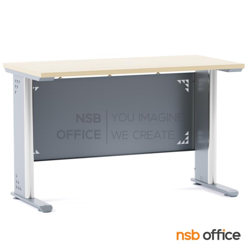 A18A081:โต๊ะประชุมตรง  ขนาด 80, 120, 150, 180, 210W cm. พร้อมบังตาเหล็กทำลวดลาย ขาเหล็กตัวแอล