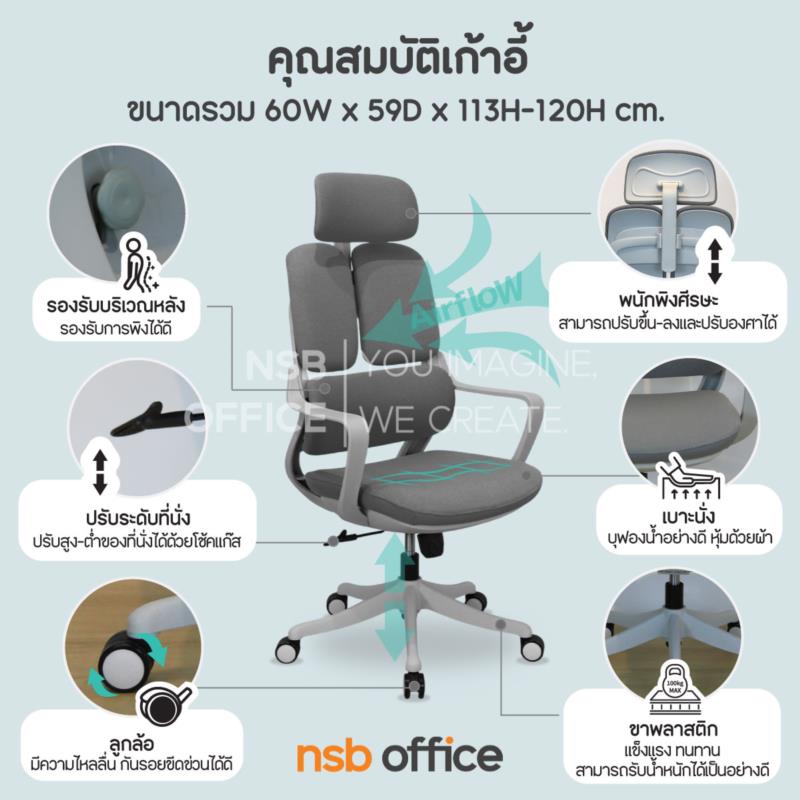 เก้าอี้สำนักงาน รุ่น Cowell (โคเวลล์)  โช้คแก๊ส ก้อนโยก ขาพลาสติก