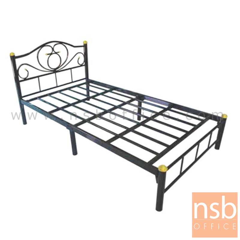 G11A004:เตียงเหล็กชั้นเดียว 3 ฟุตครึ่ง รุ่นมาตรฐาน สีดำ (ลายบัว) 