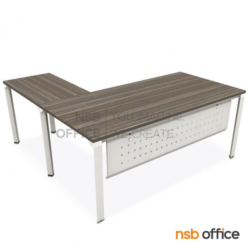 A28A002:โต๊ะทำงานตัวแอล  รุ่น HB-EX2DR1818 ขนาด 180W1*180W2 cm. พร้อมบังโป้เหล็กรู ขาเหล็ก