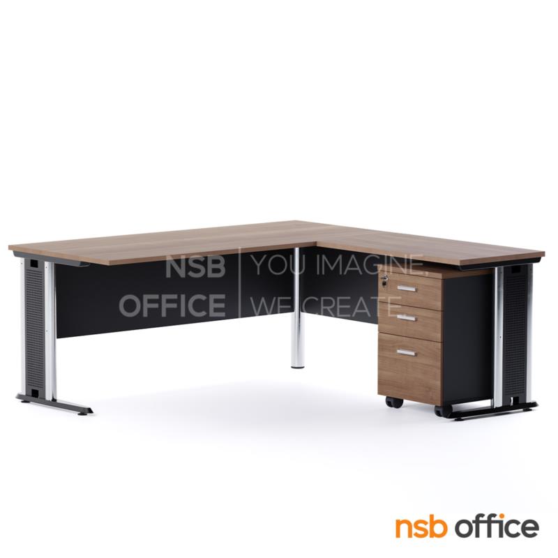 A28A009:โต๊ะทำงานผู้บริหาร รุ่น Malbec (มาลเบค) ขนาด 180W1*180W2 พร้อม ตู้ 3 ลิ้นชักล้อเลื่อน