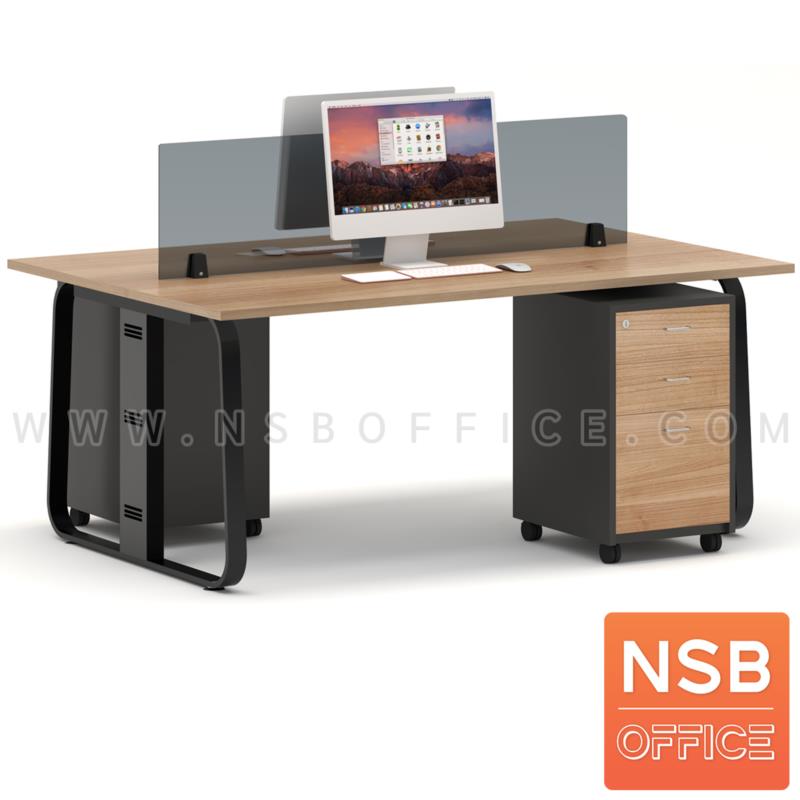 A27A051:ชุดโต๊ะทำงานกลุ่มขาเหล็ก 2 ที่นั่ง รุ่น Lenka 4 (เล็งกา 4) ขนาด 180W*120D cm พร้อมมินิสกรีนและตู้ลิ้นชักไม้ล้อเลื่อน