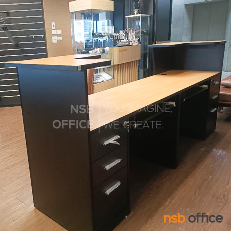 เคาน์เตอร์ผสมโต๊ะคอมพิวเตอร์หน้าเฉียง รุ่น Blackswan (แบล็คสวอน) ขนาด 120W, 150W, 180W cm. พร้อม 3 ลิ้นชักข้าง