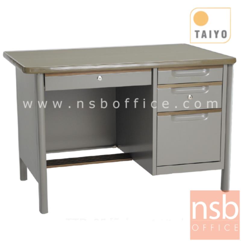 E02A046:โต๊ะทำงาน 4 ลิ้นชักขากล่อง  รุ่น TTD ขนาด 3.5 ,4 ฟุต มือจับอลูมิเนียมพร้อมกุญแจล็อค