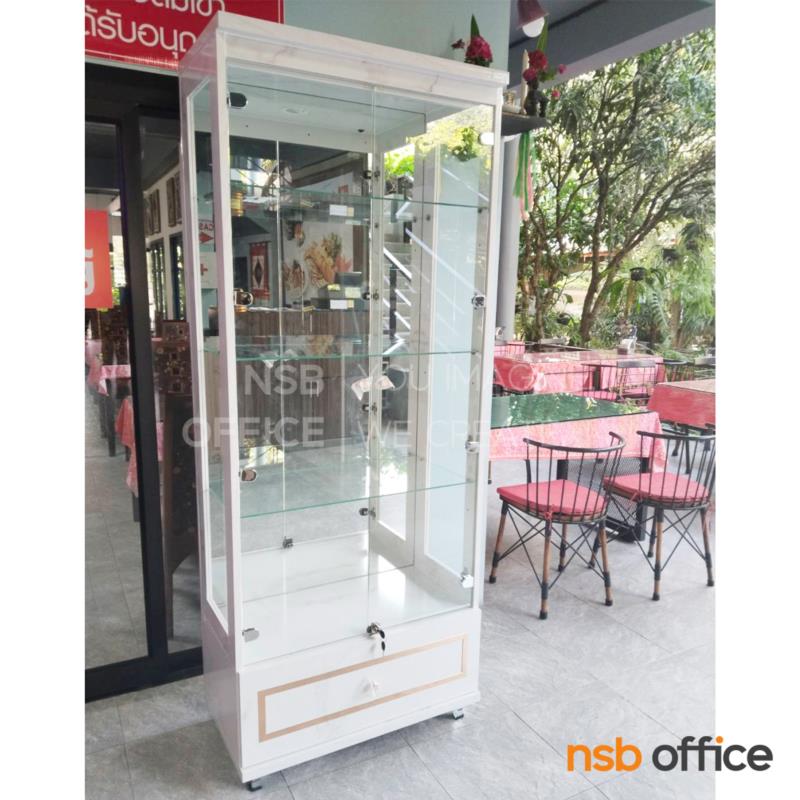 ตู้โชว์กระจกดาวน์ไลท์ รุ่น Alano (อลาโน่) ขนาด 80W cm. มี 1 ลิ้นชัก