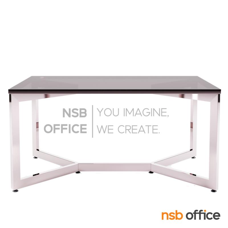 โต๊ะประชุมกระจก รุ่น Lystar (ไลสตาร์) ขนาด 150W cm.  โครงขาเหล็กชุบโครเมี่ยม
