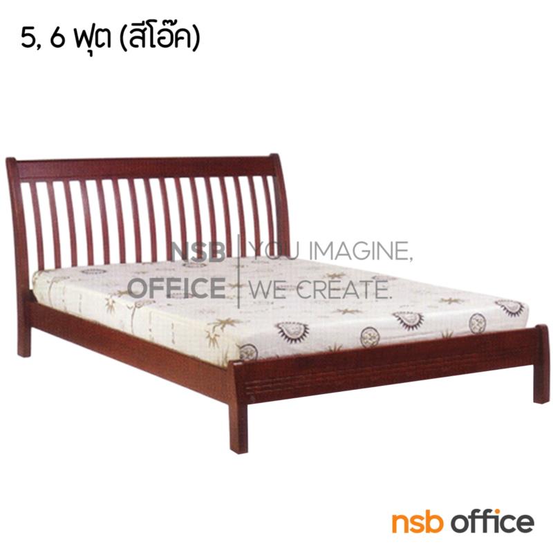 G11A091:เตียงไม้ยางพาราล้วน รุ่น MERRY-FU 5 และ 6 ฟุต หัวเตียงไม้ระแนง