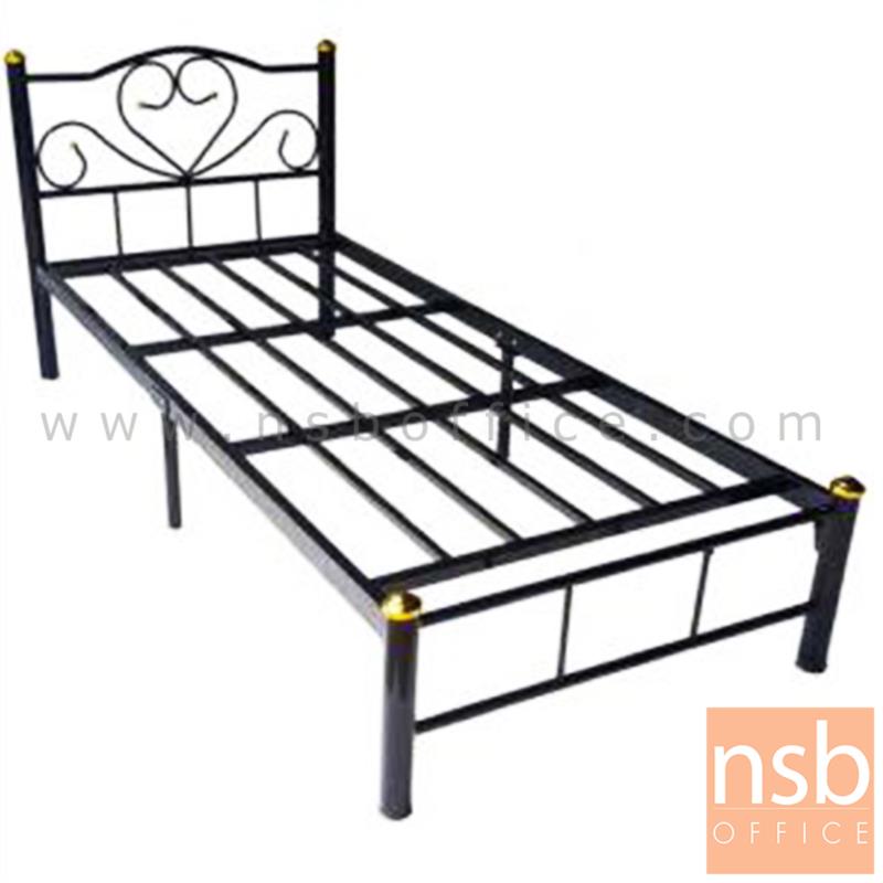 G11A003:เตียงเหล็กชั้นเดียว 3 ฟุต รุ่นมาตรฐาน สีดำ (ลายบัว) 