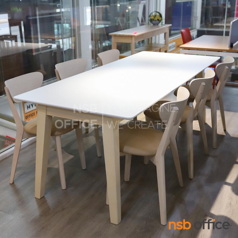 G14A294:โต๊ะรับประทานอาหารไม้ยางพารา รุ่น Fuji (ฟูจิ) ขนาด 210W cm. Top ลามิเนตสีขาว