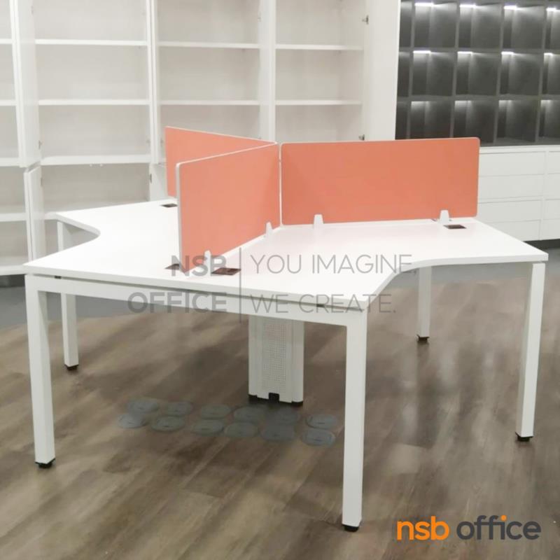 A27A099:โต๊ะทำงาน 3 ที่นั่ง รุ่น Grandfine (แกรนด์ไฟน์)  พร้อมมินิสกรีน ขาเหล็ก