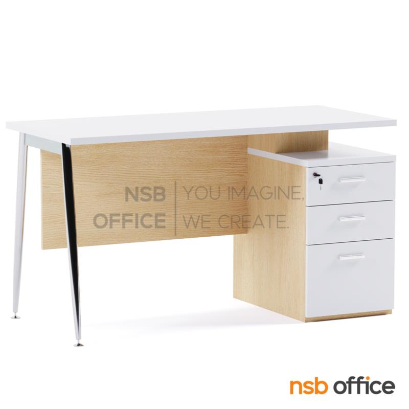 A10A177:โต๊ะทำงาน 3 ลิ้นชัก รุ่น Emerson (เอเมอร์สัน) ขนาด 120W, 150W cm. บังตาไม้ ขาเหล็ก