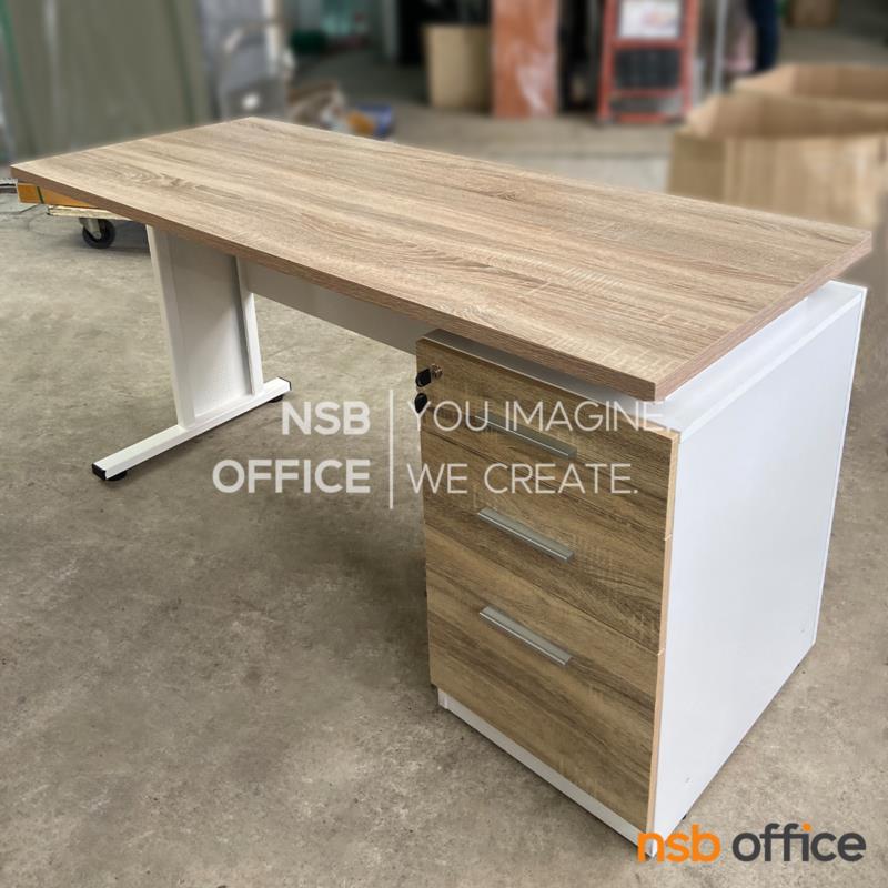 โต๊ะทำงาน 3 ลิ้นชัก รุ่น Bari (บารี)  120W, 150W cm. ขาเหล็ก