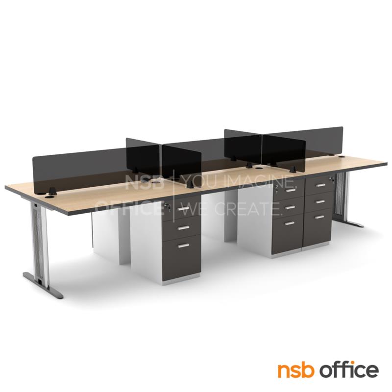 A40A003:ชุดโต๊ะทำงานกลุ่ม 6 ที่นั่ง ขนาด 360W รุ่น Waga (เวก้า) พร้อมมินิสกรีนกระจกและตู้ 3 ลิ้นชัก 