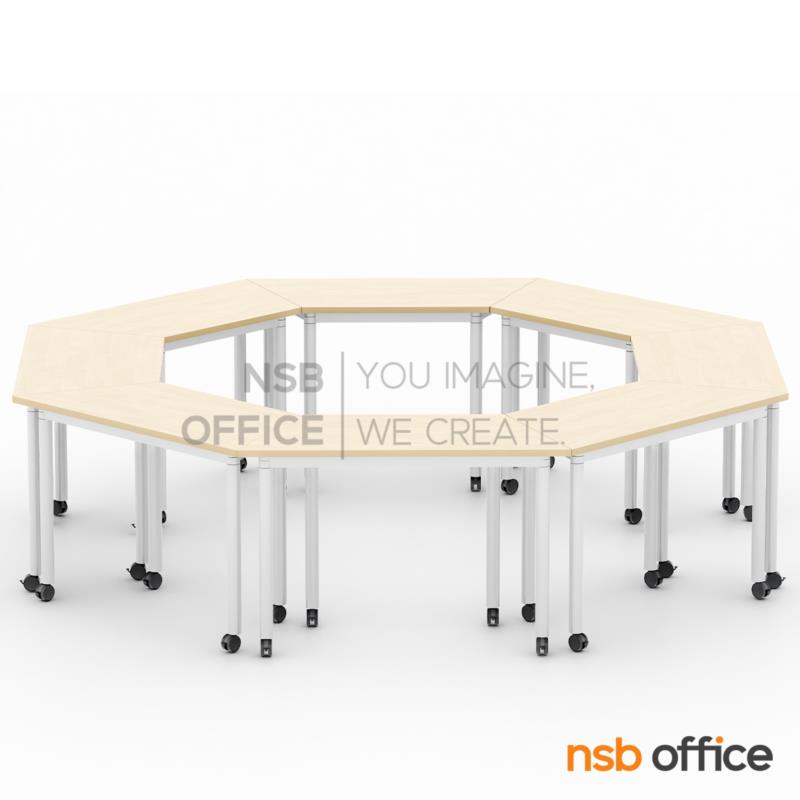 โต๊ะเรียนกิจกรรมทรงคางหมู รุ่น Octal 105, 120, 140W cm ล้อเลื่อน (สำหรับกลุ่ม 8 คน)