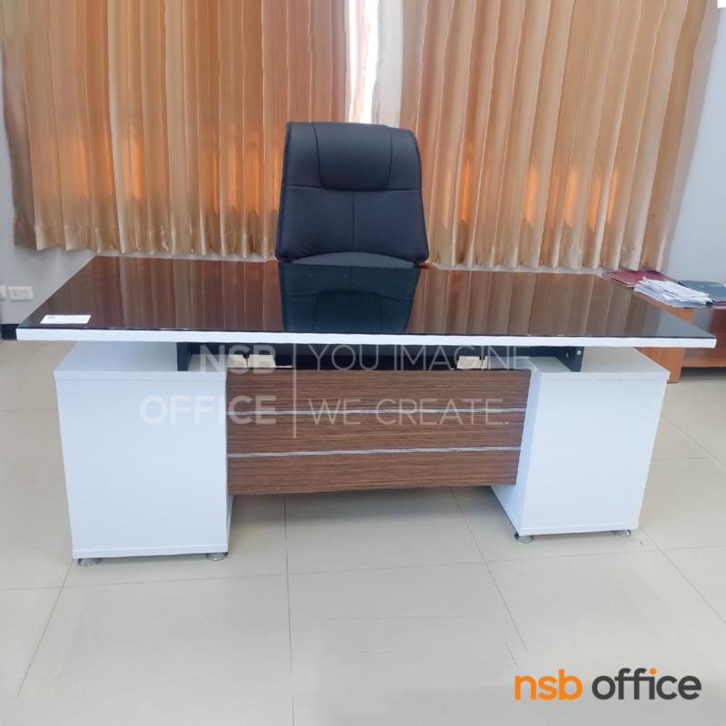 โต๊ะทำงาน 4 ลิ้นชัก  รุ่น Flabix (แฟล์บิกซ์) ขนาด 180W cm.  สีซีบราโน่-ขาว