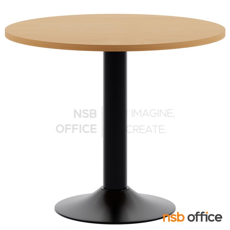 A05A009:โต๊ะประชุมทรงวงกลม หนาพิเศษ Orbi (ออร์บี้) ขนาด 90Di, 100Di, 120Di cm.  ฐานเหล็กหล่อกลมดำ