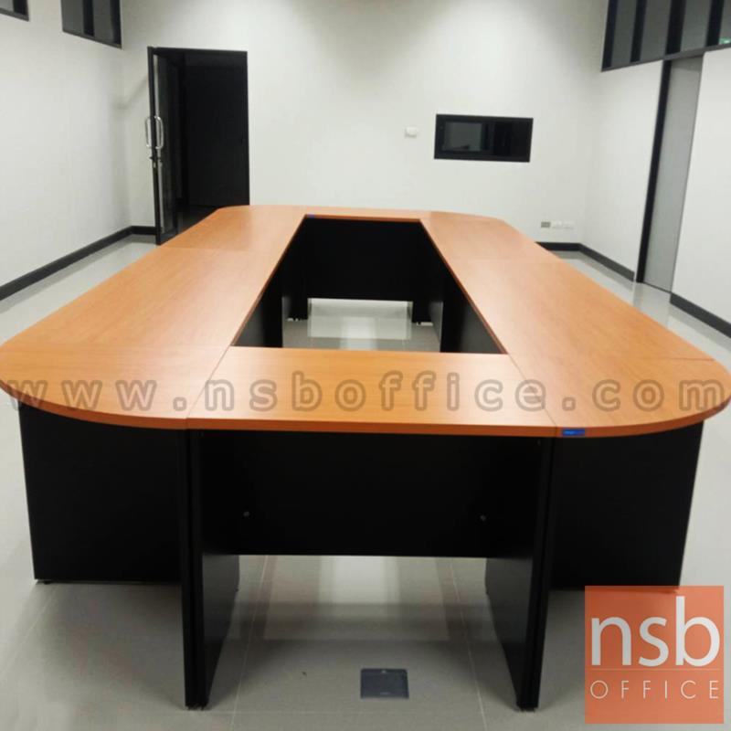 โต๊ะประชุมหัวโค้ง 12 ที่นั่ง รุ่น TY-CF1 ขนาดรวม 420W cm.  สีเชอร์รี่ดำ