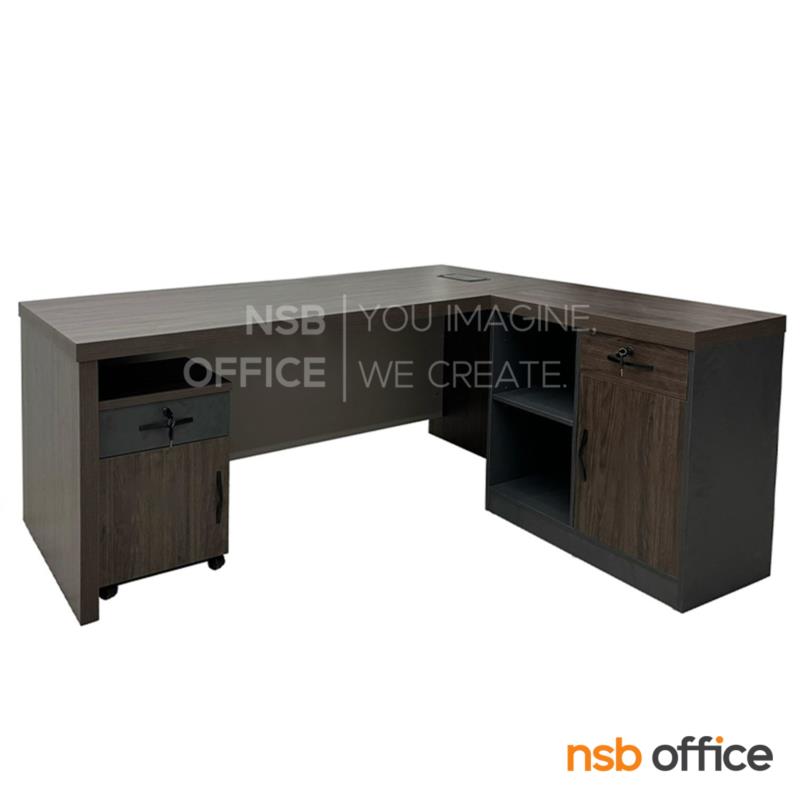 โต๊ะผู้บริหารตัวแอล รุ่น Arno (อาร์โน) 160W, 180W พร้อมตู้ข้างและลิ้นชักล้อเลื่อน 