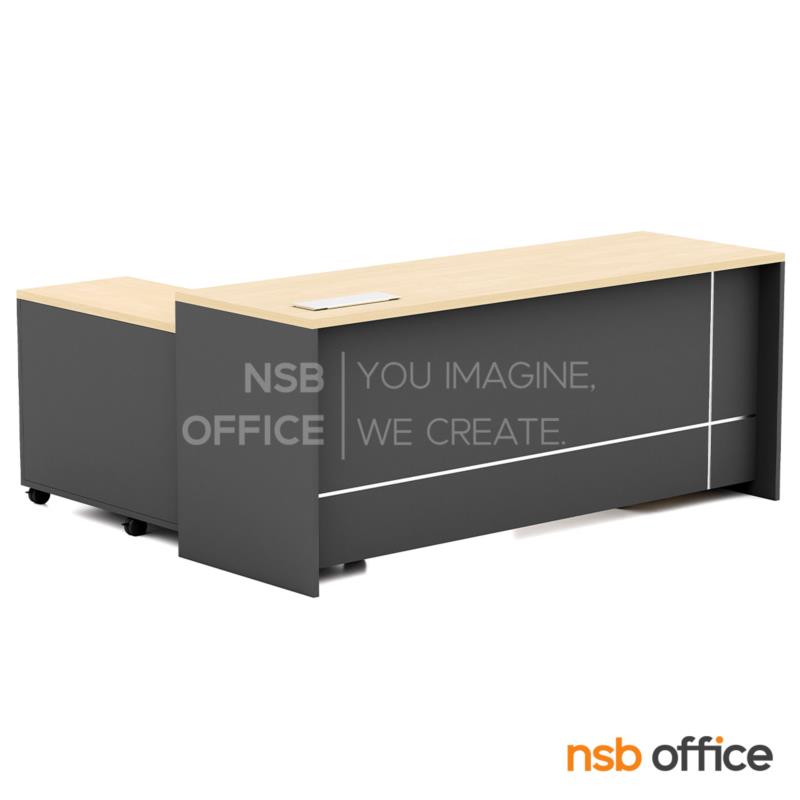 โต๊ะผู้บริหารตัวแอล รุ่น Bergamot (เบอร์กามอต)  พร้อมตู้ข้างและลิ้นชักล้อเลื่อน