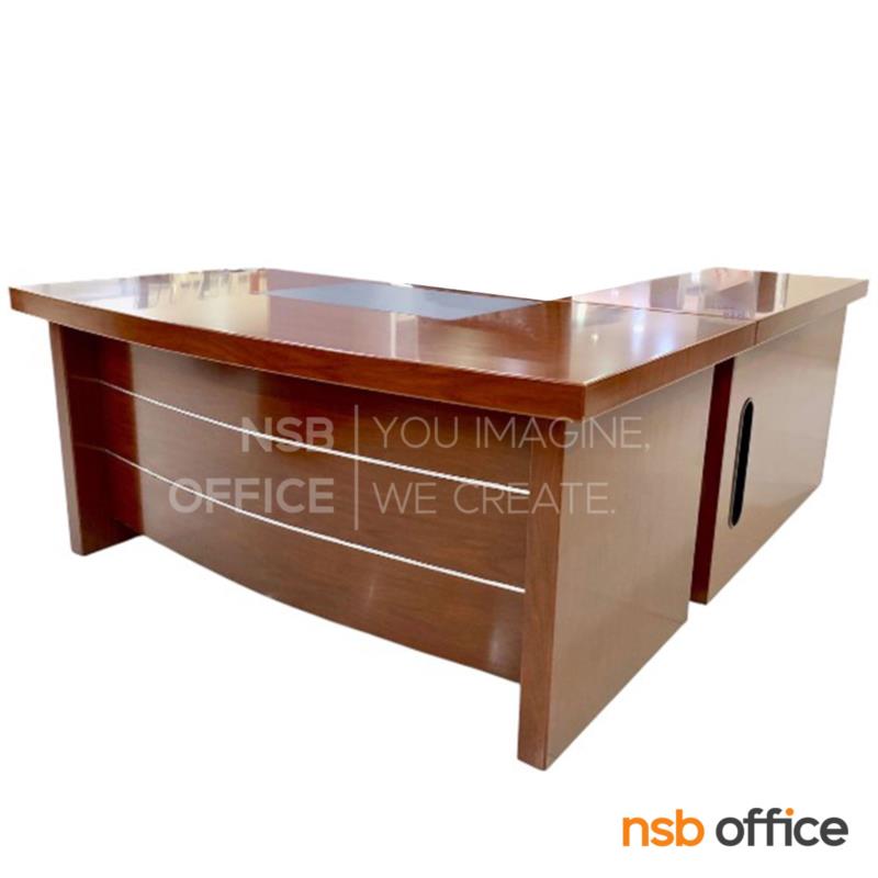 A06A056:โต๊ะผู้บริหารตัวแอล  รุ่น Hutcherson (ฮัทเชอร์สัน) ขนาด 160W cm. พร้อมตู้ข้างและตู้ลิ้นชัก