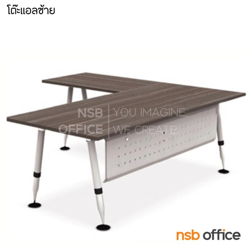 A29A002:โต๊ะทำงานตัวแอล รุ่น HB-EX4DL2019  ขนาด 200W1*190W2 cm.  ขาเหล็ก