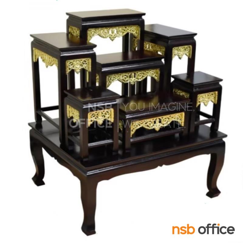 โต๊ะหมู่บูชาหมู่ 7 หน้า 6 กระจังทอง รุ่น เบญจมาศ  