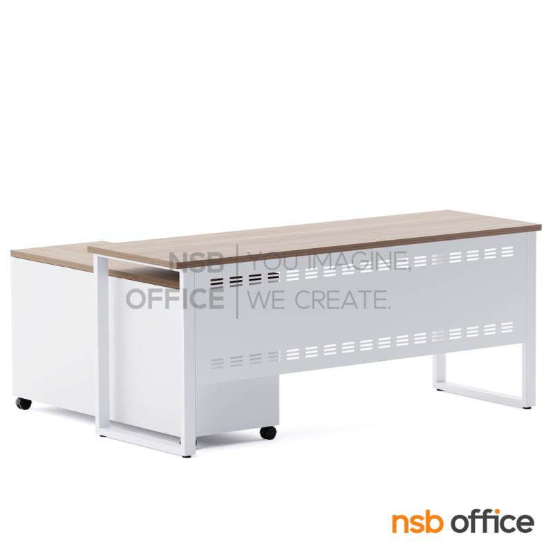 โต๊ะผู้บริหารตัวแอล รุ่น Whisky (วิสกี้) ขนาด 180W cm.  พร้อมตู้ข้างล้อเลื่อน