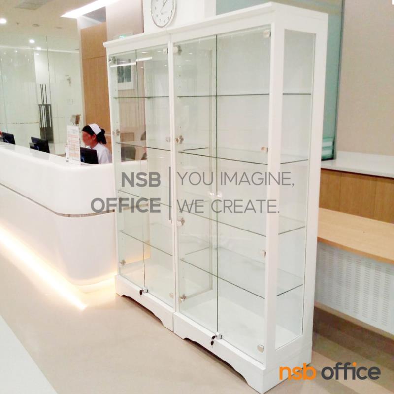 ตู้โชว์กระจกดาวน์ไลท์ 2 บานเปิด  ขนาด 80W cm. (รุ่นพิเศษไฟ LED) 