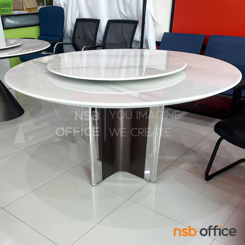 โต๊ะหน้าท็อปหิน  รุ่น Aurora (ออโรร่า) ขนาด 150Di cm.  ด้านบนจานหมุนได้ โครงขาเหล็ก