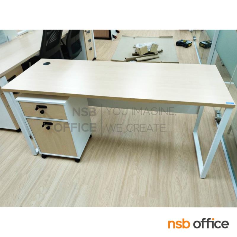 โต๊ะทำงาน 1 ลิ้นชัก 1 บานเปิด ล้อเลื่อน รุ่น Folke (โฟล์ก) ขนาด 120W และ 160W cm. มีกุญแจล็อครหัส ขาเหล็ก