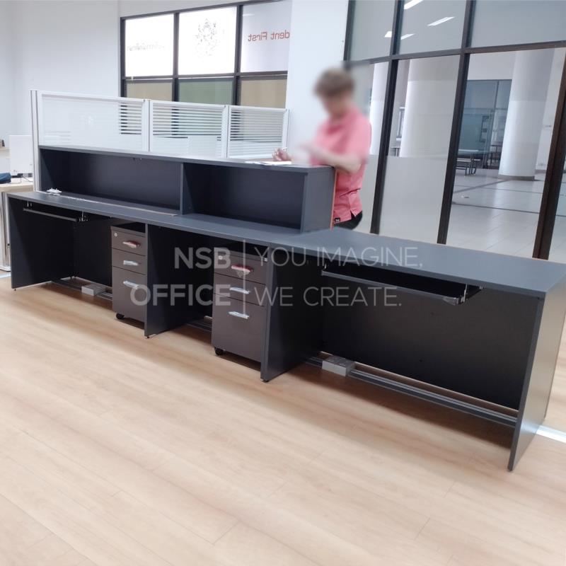 เคาน์เตอร์ต้อนรับ รุ่น Axton (แอกซ์ตัน) ขนาด 360W cm.  พร้อมรางคีย์บอร์ด และตู้ลิ้นชักล้อเลื่อน