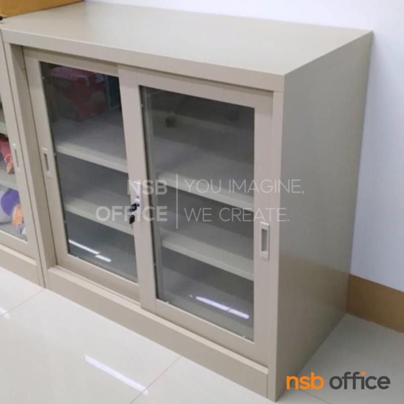 E07A114:ตู้เอกสารเหล็ก บานเลื่อนกระจก รุ่น Rocco (ร็อคโค่) ขนาด 91.7W, 120W cm กุญแจล็อก