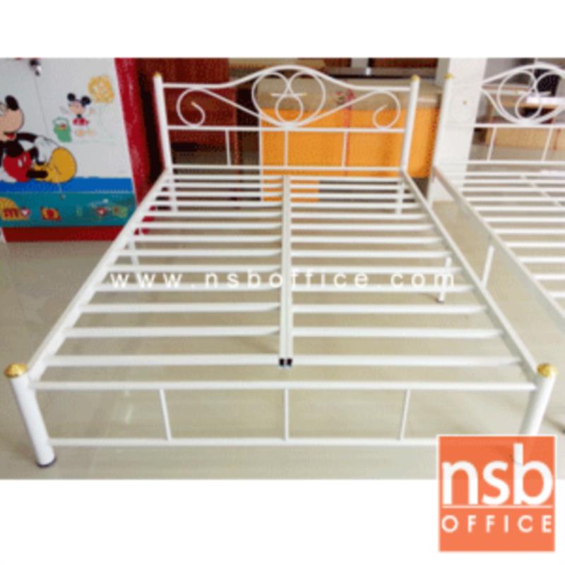 เตียงเหล็ก 6 ฟุต รุ่นมาตรฐาน หนา 0.7 mm. ขนาด 182.88W* 200D* 33H cm (ลายบัว)