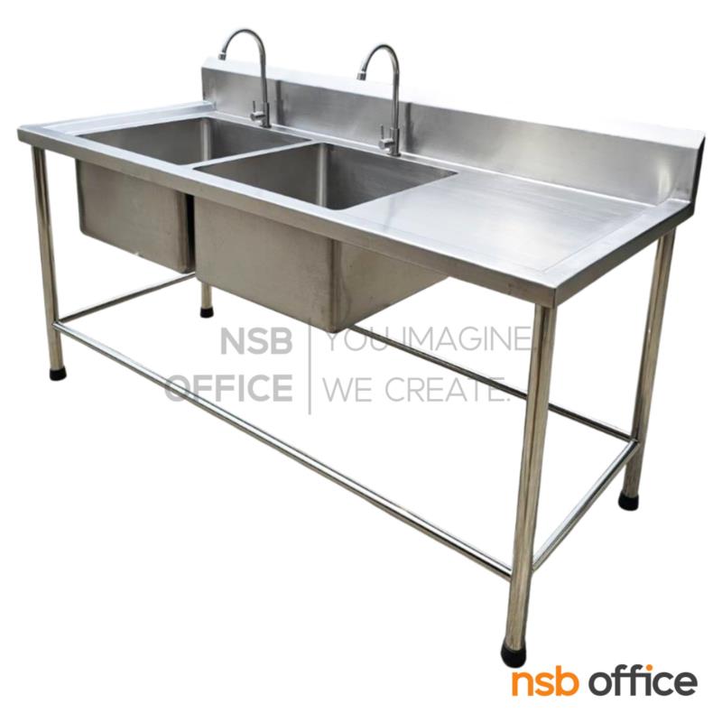 อ่างซิงค์สแตนเลส 2 หลุม พร้อมที่พักข้าง รุ่น Matilla (มาทิลลา) ขนาด 180W cm.  