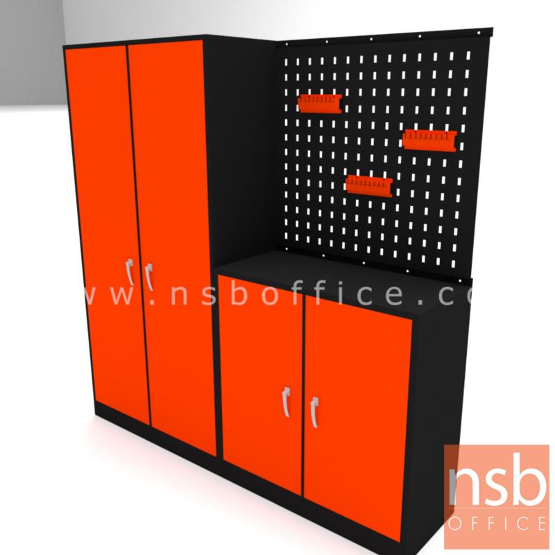 แผงเหล็กแขวนผนัง พร้อมที่แขวนอุปกรณ์  ขนาด 91.4W*88H , 121.8W*88H , 152.3W*88H cm.  