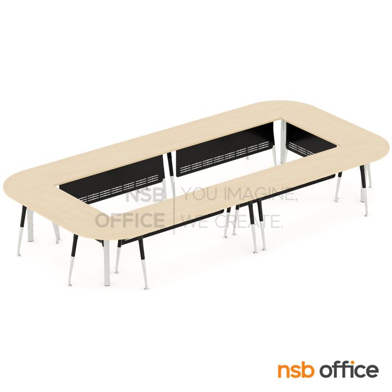 A05A289:โต๊ะประชุมหัวโค้ง รุ่น Zormith (ซอร์มิธ) ขนาด 480W , 660W cm.  บังตาเหล็ก ขาเหล็ก