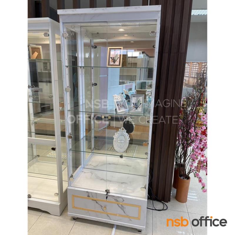 ตู้โชว์กระจกดาวน์ไลท์ รุ่น Alano (อลาโน่) ขนาด 80W cm. มี 1 ลิ้นชัก