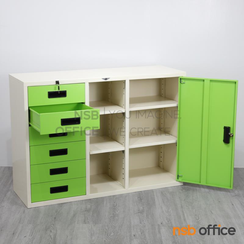 ตู้เอกสารเหล็ก 1 บานเปิด 6 ลิ้นชัก ช่องโล่งกลาง รุ่น Elder (เอลเดอร์) ขนาด 4 ฟุต 121.8W*87.3H cm. 