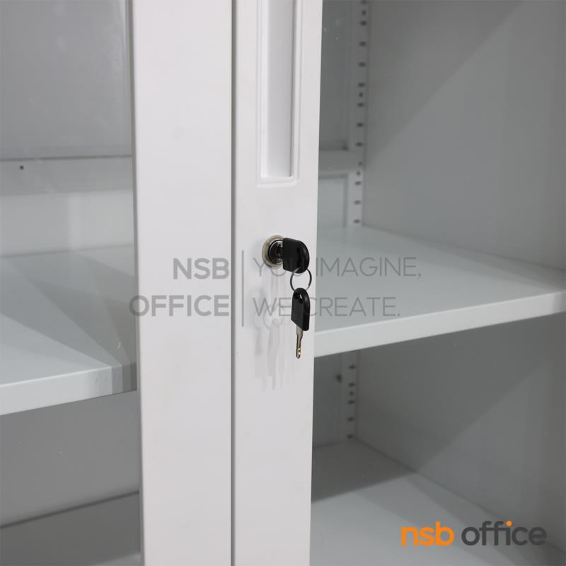 ตู้เอกสารเหล็ก 2 บานเปิดกระจก รุ่น Whitestone  ขนาด 90W*185H cm. กุญแจล็อก