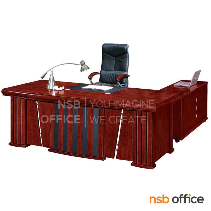 A06A031:โต๊ะผู้บริหารตัวแอล  รุ่น Reward (รีวอร์ด) ขนาด 200W cm. พร้อมตู้ลิ้นชักและตู้ข้าง