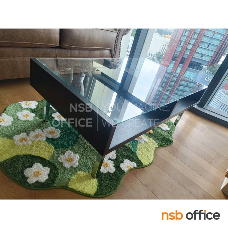 โต๊ะกลางโซฟากระจกใส  รุ่น GD-TNY ขนาด 59W ,105W cm.  โครงไม้
