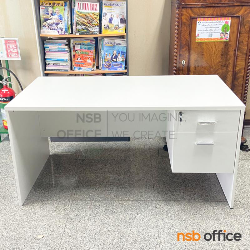 โต๊ะทำงาน 2 ลิ้นชัก รุ่น Clayton (เคลย์ตัน) บังตาไม้ 
