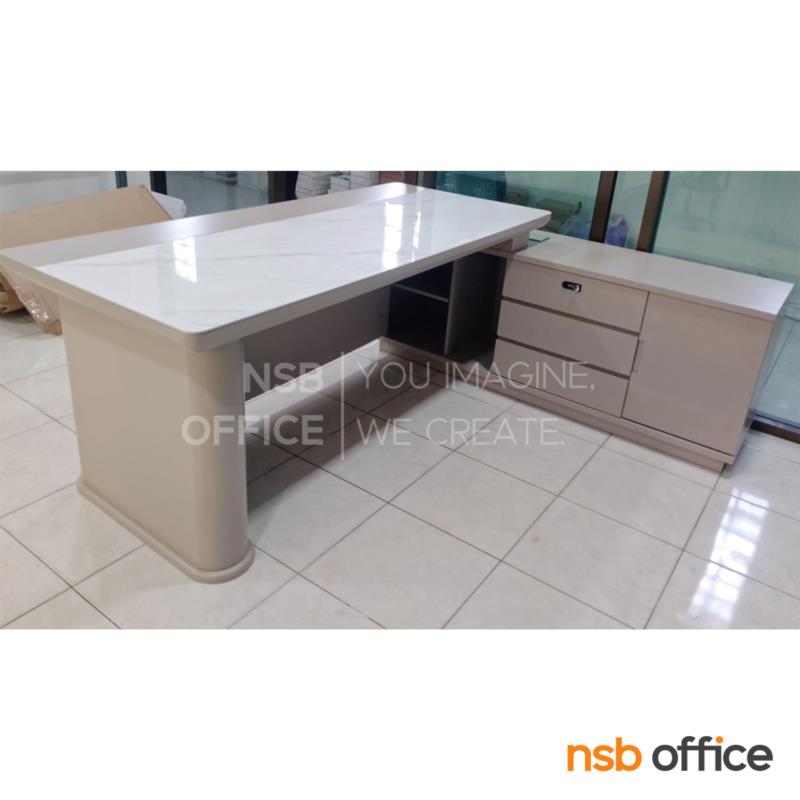 โต๊ะผู้บริหารตัวแอล 200W cm รุ่น Edmund (เอ็ดมันด์)   ตู้ข้างเสริมป๊อปอัพ