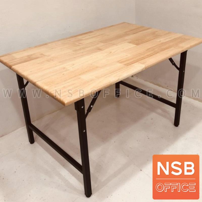 A07A087:โต๊ะพับหน้าไม้ยางพารา ขนาด 120 cm. รุ่น Kruz (ครัซ)  ขาเหล็กพ่นดำ
