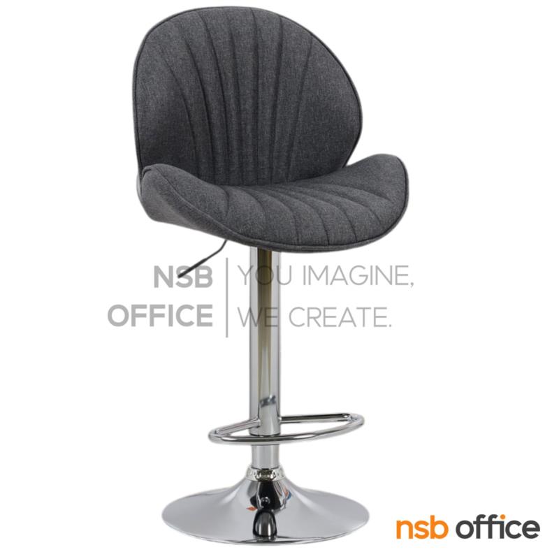 B18A163:เก้าอี้บาร์โมดิร์นหุ้มผ้า  รุ่น Bloomy (บลูมมี่)  โช้คแก๊ส ขาโครเมี่ยมฐานจานกลม