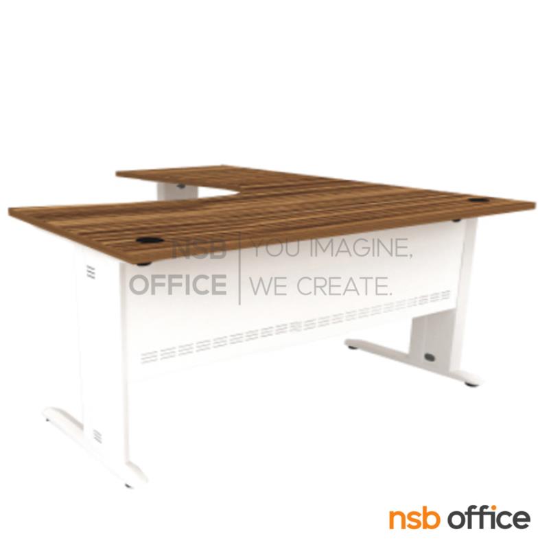 A34A008:โต๊ะทำงานตัวแอล รุ่น Bellerose (เบลล์โรส) ขนาดเริ่มต้น 135W cm. ขาเหล็กพ่นขาว สีซีบราโน่-ขาว