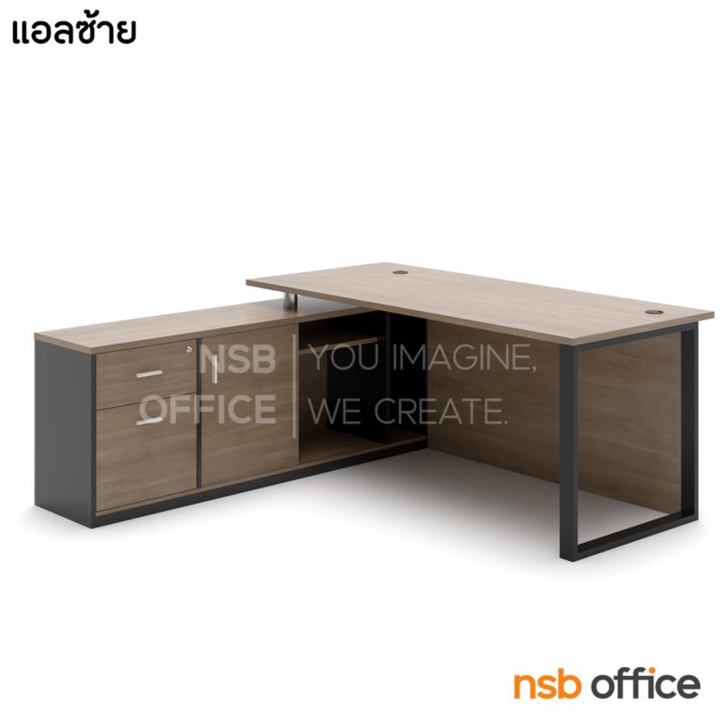 A30A062:โต๊ะทำงานตัวแอล รุ่น Keyord (คีย์ออร์ด) ขนาด 160W ,180 พร้อมตู้ข้าง